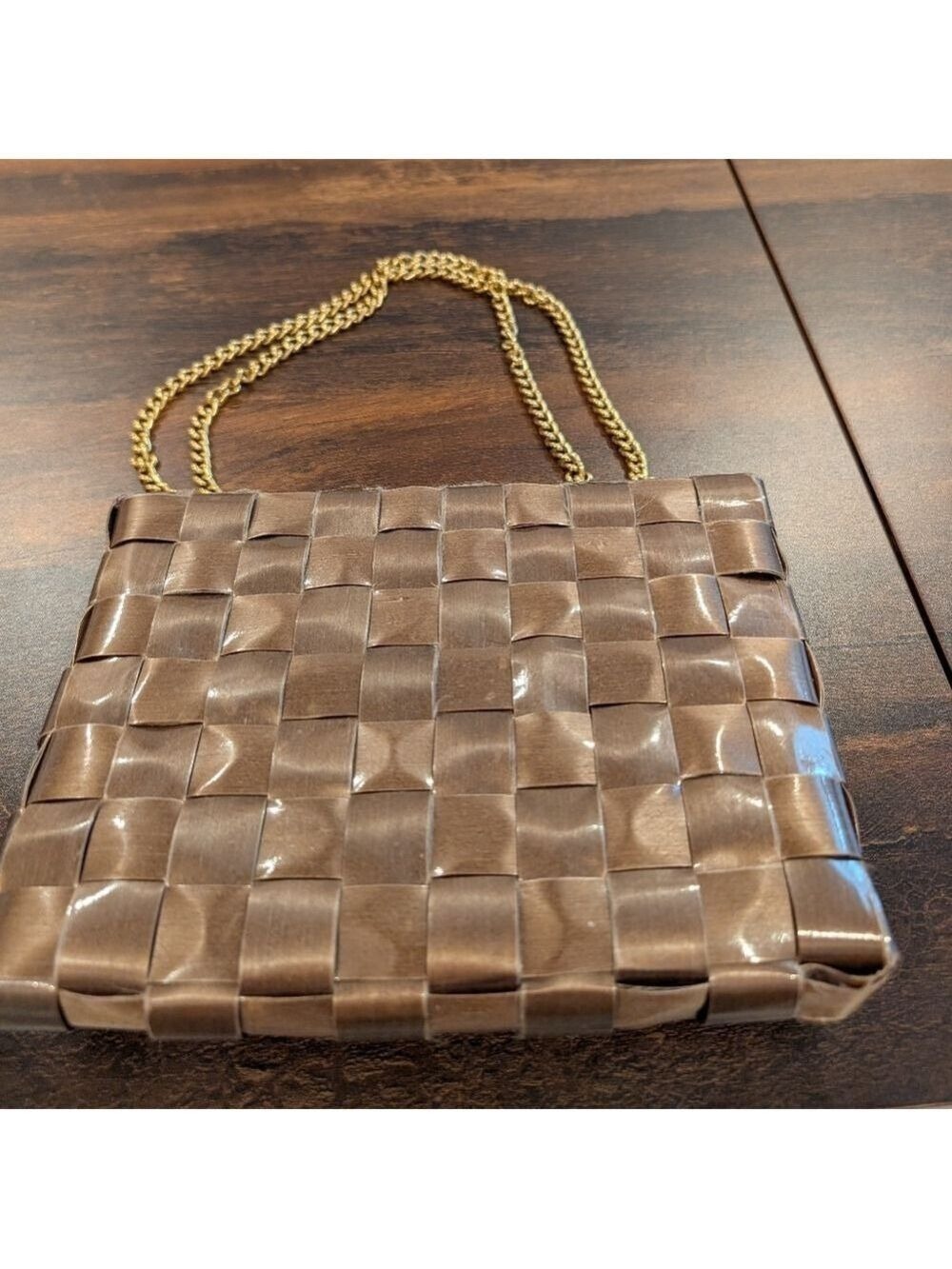 True Vintage Lefcort Bag Italy 1940s 1950s Brown Gold - Picture 5 of 7